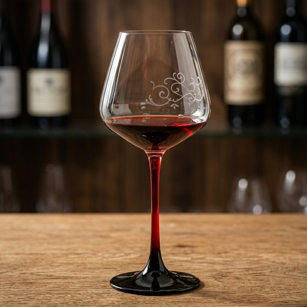 Red Black Gradient Stem Wine Glass