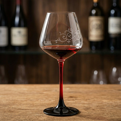 Red Black Gradient Stem Wine Glass